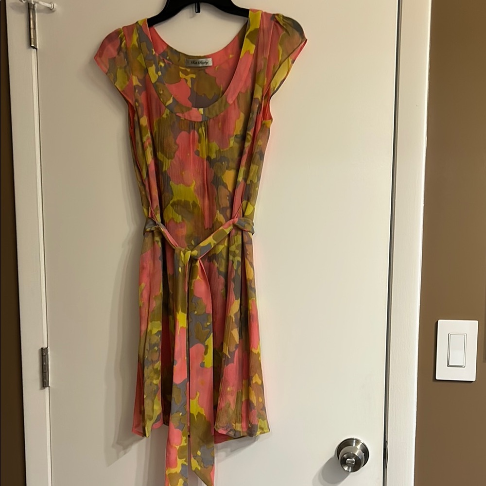 Beth Bowley Pink and Green Tie Front Tiered Sundress